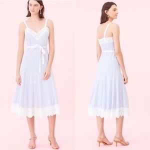 NWT Rebecca Taylor Cotton Stripe & Lace Midi Dress size 0